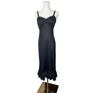 VTG Rogers Babydoll Nightgown Dress Sz S Black Lace Sheer Slip Lingerie Coquette